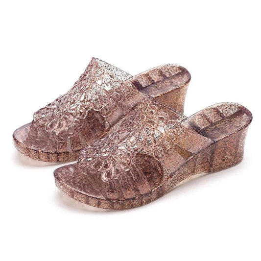 Wedge Slippers Ladies Thick Bottom Outer Wear Fashion Summer Flip Flops High Heel Beach Sandals
