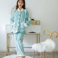 Autumn Winter Flannel Pajamas Suits Thick Warm Velvet Sleepwear Set Coral Fleece Cartoon Cute Home Wear Loose Casual Front Button V Neck Long Sleeve