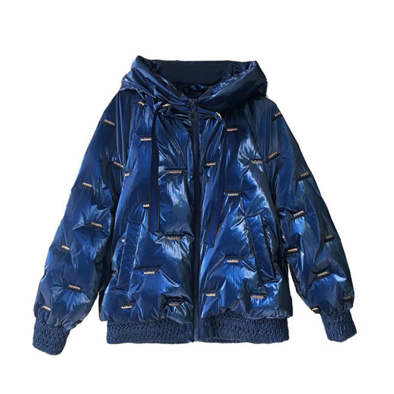 Bright Face Down Cotton Padded Clothes Short Loose Thickened Warm Coat Women's Korean Hooded Down Jacket Quilted Jacket