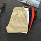 Pure cotton breathable five-point shorts men's summer casual sports shorts outside wearing fish bone print solid color beach pants