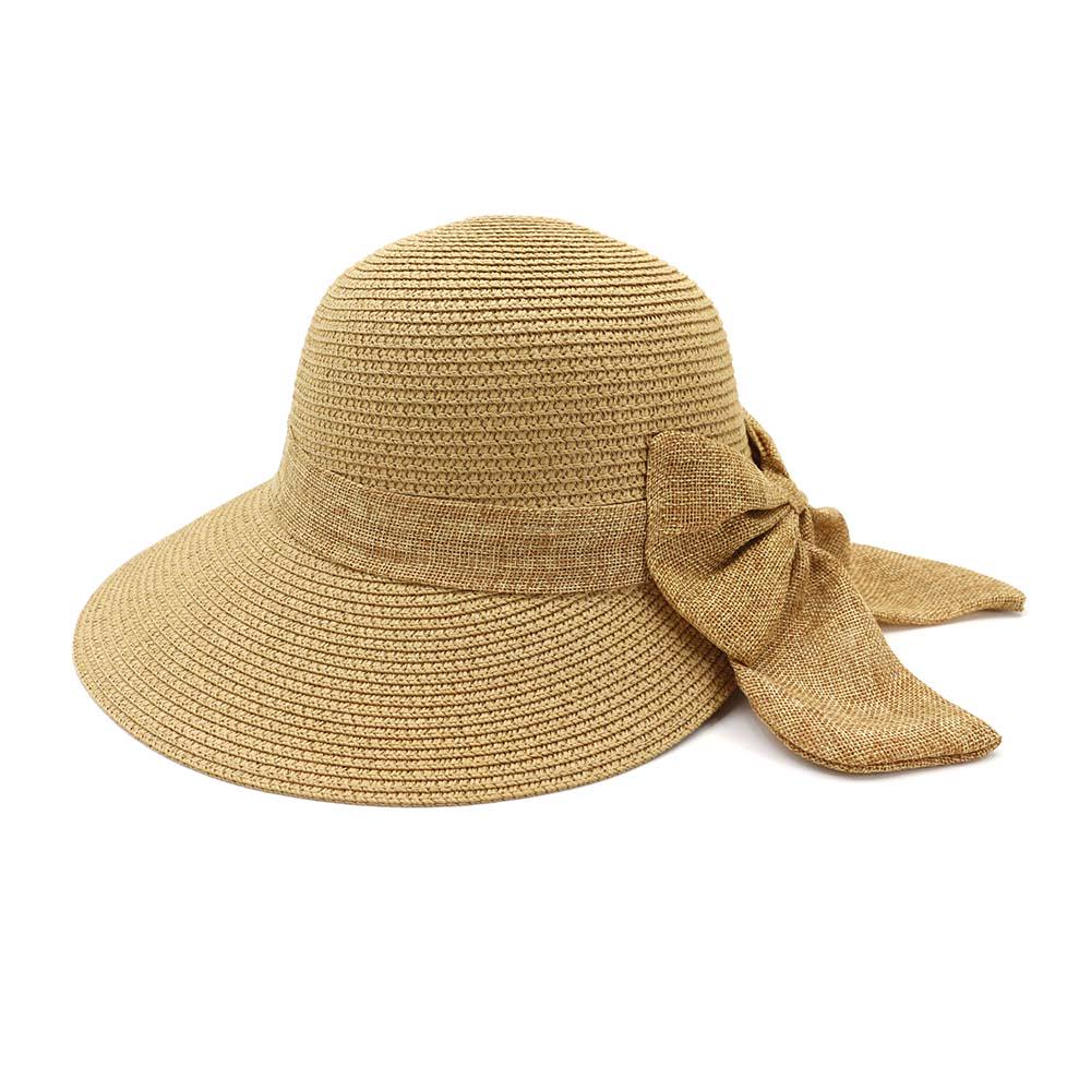 Straw hat Stylish vintage style linen bow summer straw hat