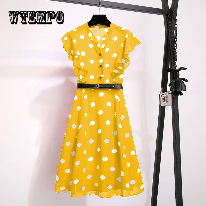 Red Polka Dot Dress Chiffon Summer Dresses Female 2019 New V-neck Waist Slimming A Word Sundress