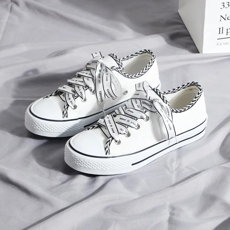 Canvas Shoes Women Korean Casual Shoes Spring and Summer Students Flat White Shoes Sneakers