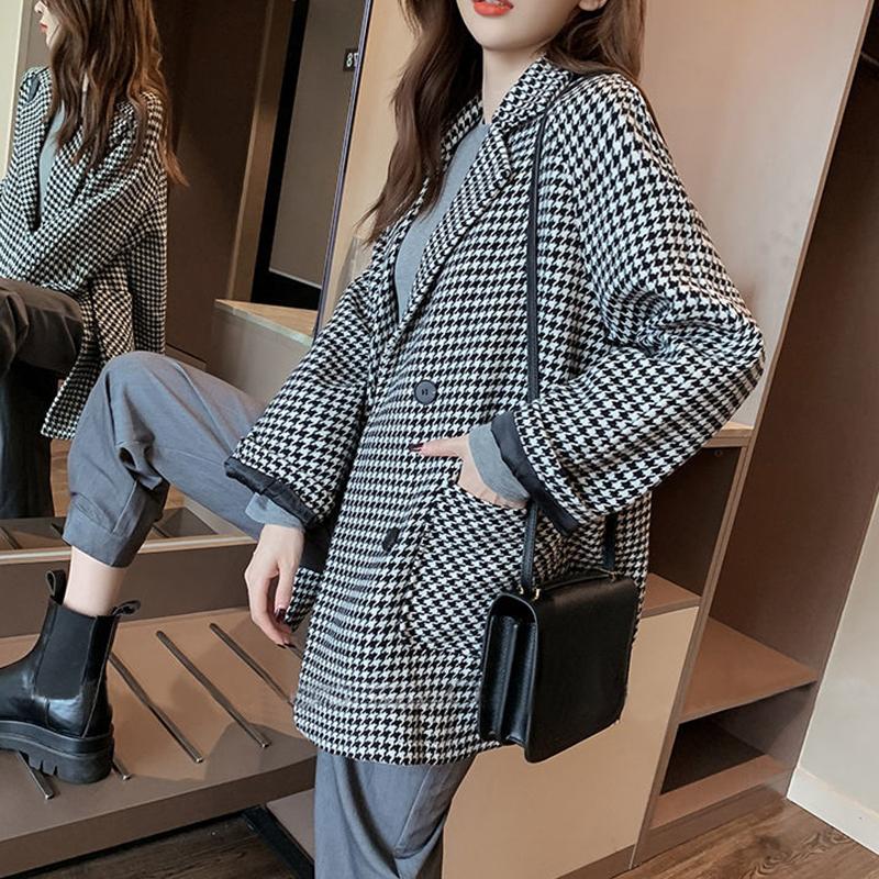 Fashion Autumn Women Plaid Blazers  Jackets Work Office Lady Suit Slim  Business Female Blazer Coat Talever