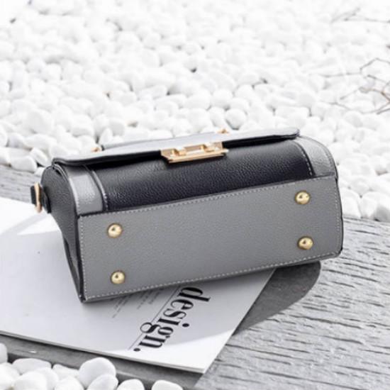 Crossbody Bag Women Black Leather Buckle Zipper Waterproof Large Capacity Shoulder Bag Tote