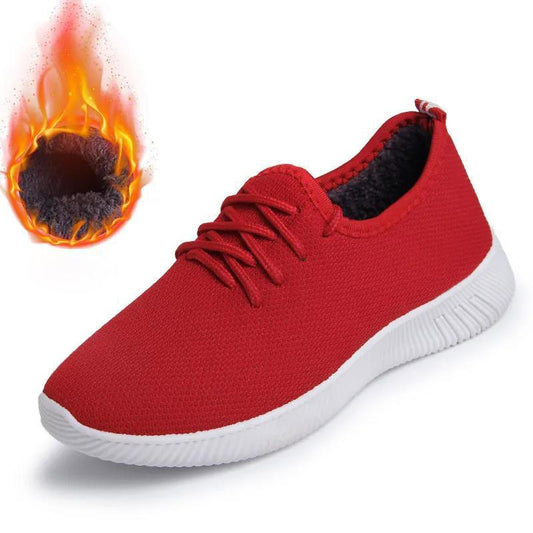 Cloth Shoes Women's Autumn and Winter Fleece Warm Sports Walking Non-slip Casual Mother Shoes