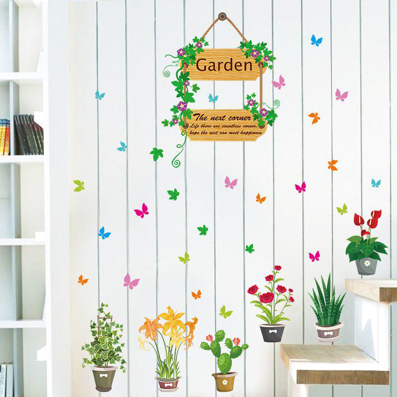 [sticker ]Pot Plant Flower Garden Butterfly Wall Stickers For Kids Rooms Baby Room Kitchen Bathroom