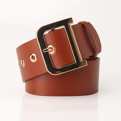Ladies belt fashion D word buckle fashion wild dress wide belt decorative belt