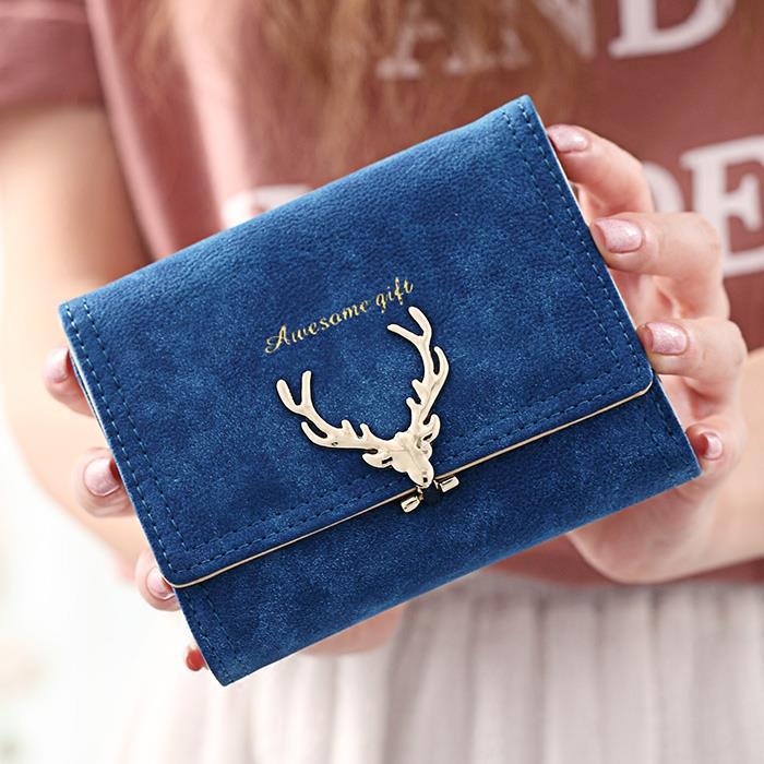 Women Small Wallet Cartoon Deer Cute Coin Purse Hasp Card Holder Women Wallets Coin Purses Female