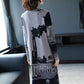 Autumn winter fashion long printed sweater dress long-sleeved pullover knitted dress female knitwear bottoming or outer wear