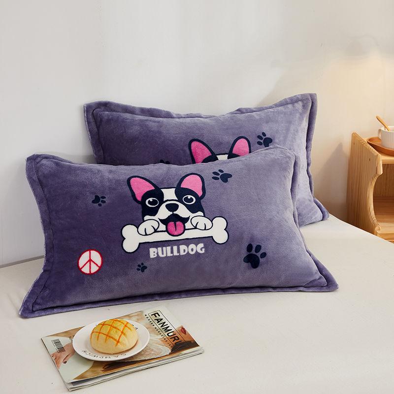 48X74cm Coral Velvet Pillowcase Plus Velvet Cute Pillowcase Flannel Cartoon Thick Bedding