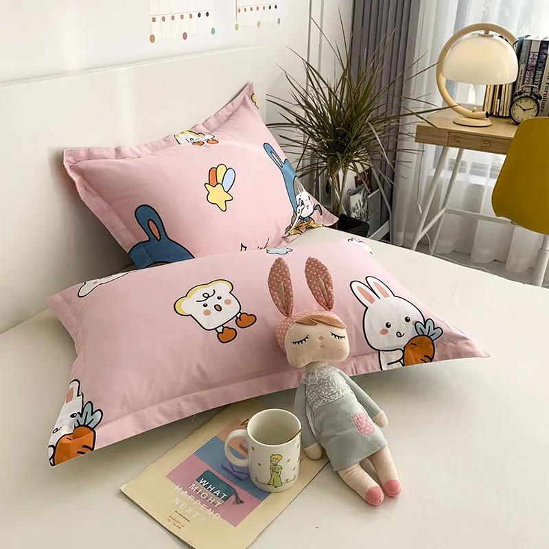 Pure Cotton Pillowcase Cute Cartoon Printing Pillowcase Bedroom Bed Double Pillowcase 48*74cm