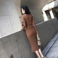 Autumn and Winter V-neck Slim Bottoming Shirt Knitted Long Dress Long Sleeve Mid-length Female Sweater Dress