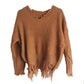 Loose Casual Solid Color Irregular Sweater Fashion Chic Tassel V-neck Long-sleeved Knit Pullover