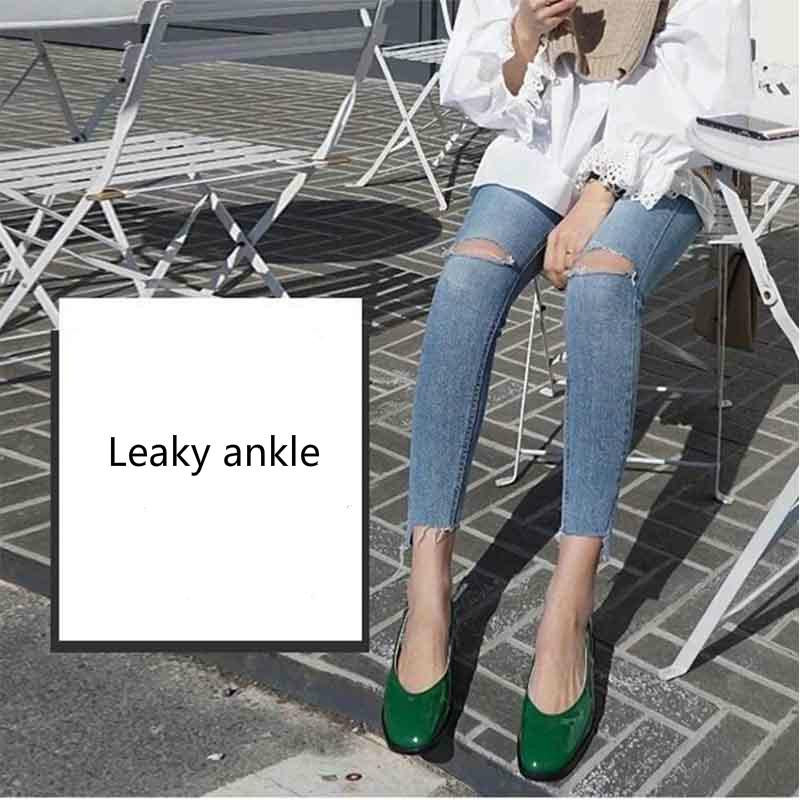 WTEMPO Hole Jeans Women Nine Points Version Was Thin and High Waist Tight Eight Points Pants Feet Summer