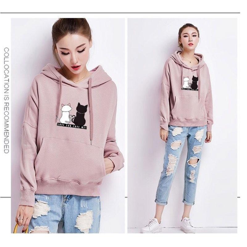 Women's Plush Thick Sweater Autumn and Winter Loose Korean Version of The Wild Student Casual Hooded Sweater Lazy Style Women's Jacket