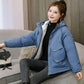 Winter Women's Parker Down Jacket Korean Fashion Printing Plus Velvet Thick Warm Hooded Down Cotton Jacket