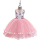 Kids Unicorn Dress for Girls Flower Appliques Ball Gown Little Girl Princess Dresses Elegant Party Costumes Children Clothing