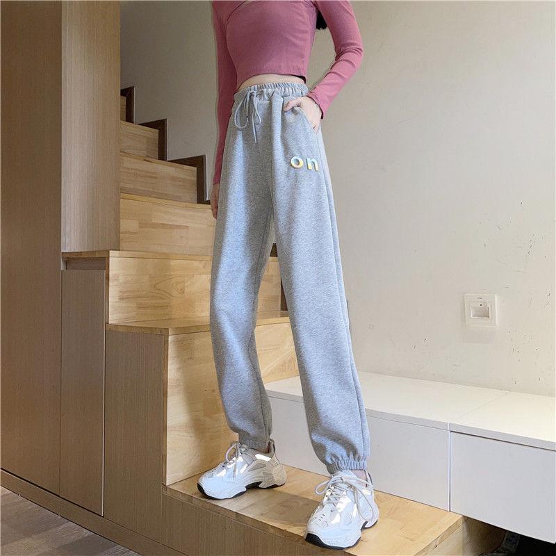 Gray Sweatpants Female Spring and Summer Korean Version of Ins Beam Guard Pants Thin Wild Casual Pants Trousers