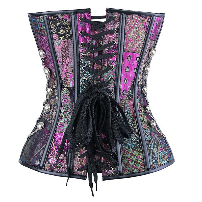 Corset Steampunk Gothic Underbust Corset Women Sexy Winter Corsets Zipper Up Bodysuit Retro Steel
