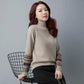 Plus Size Women Vintage Embroidered Sweater Fashion Half Turtleneck Pullover Overwear Long Sleeve Knitwear