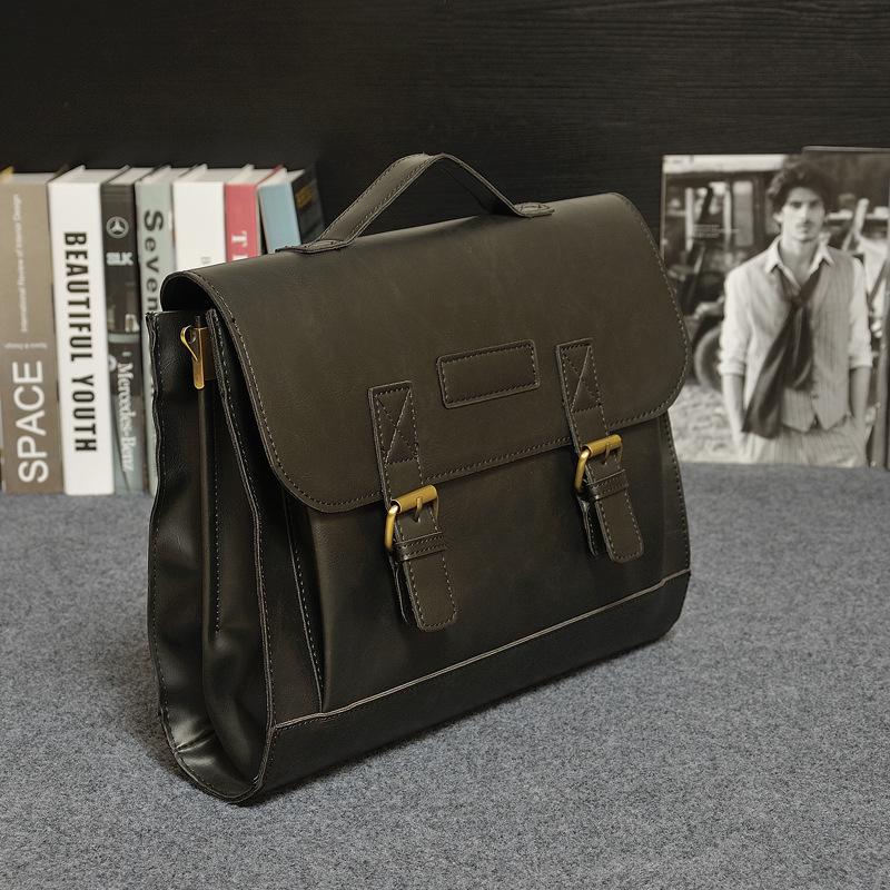 Business Briefcase Men Retro Matte Leather Large Capacity Crossbody Shoulder Computer Bag Handbag
