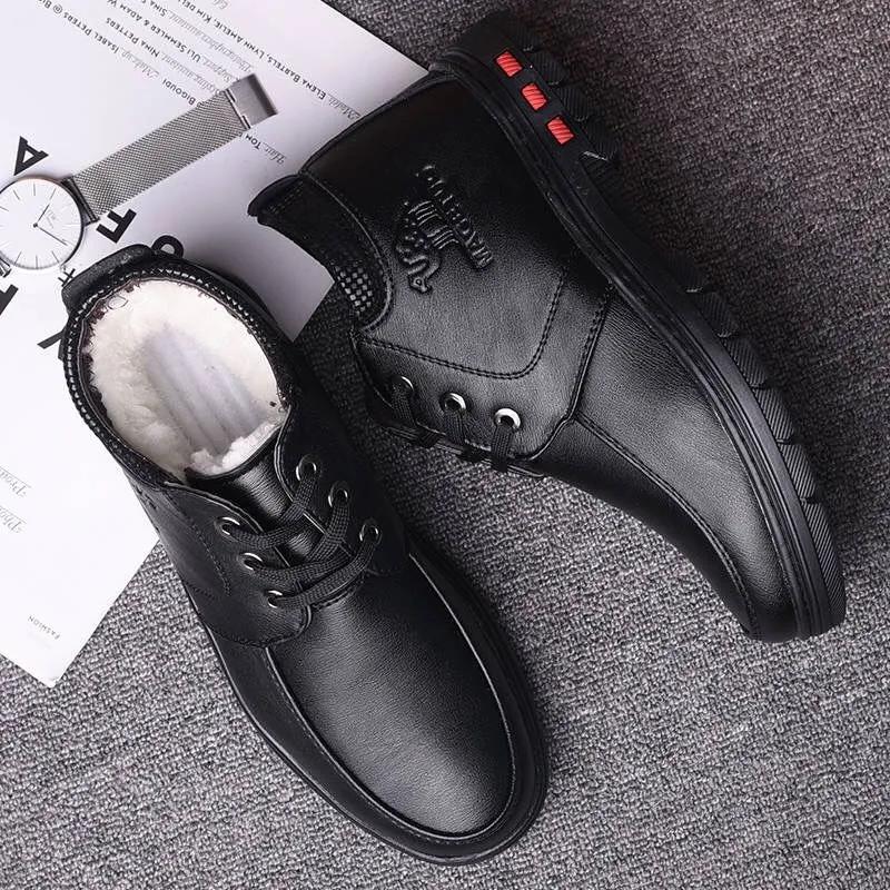 Winter Plus Velvet Thick Men's Cotton Shoes Thick-soled Non-slip Men's Casual High-top Warm Cotton Shoes Dad Shoes