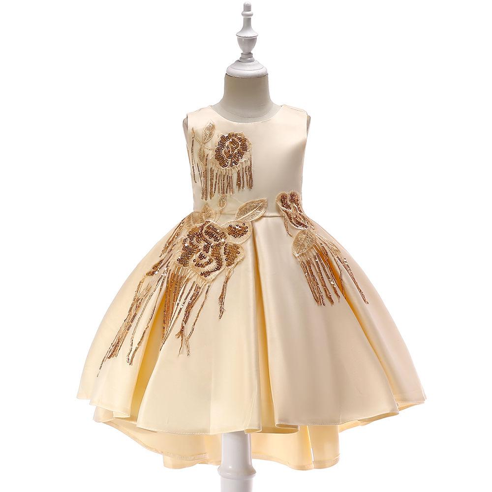 Children's Dress Catwalk Dress Girl Model Princess Dress Children's Dress Female Sequined Dovetail Host Costume Girl