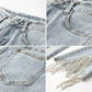 WTEMPO Tassel Trumpet Tight Women's Jeans Loose and Slim High Waist Zipper Denim Big Pocket Trousers