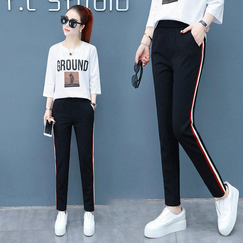 Summer Casual Pants Female Outer Wear Cropped Trousers Korean Version of Loose Fat Sister High Waist Slim Harem Pants