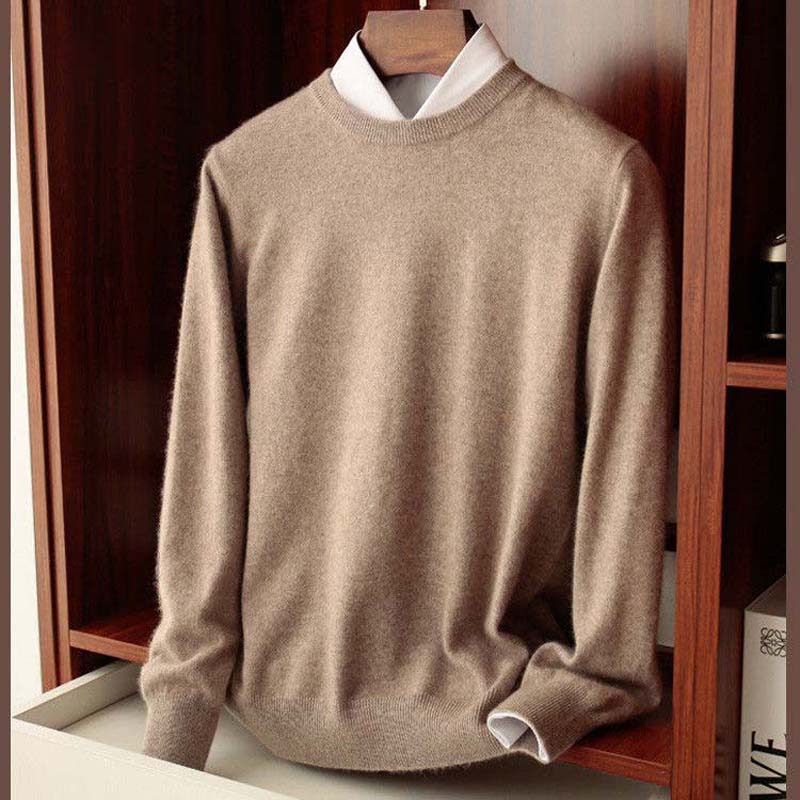 Spring and Autumn Thin Sweater Men's Round Neck Loose Pullover Solid Color Bottom Knitted Sweaters High-end
