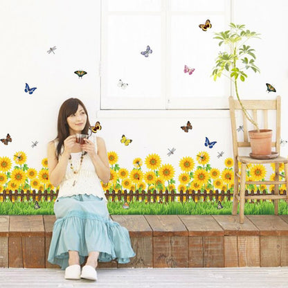 New sunflower flower baseboard bedroom living room PVC removable wall sticker painting