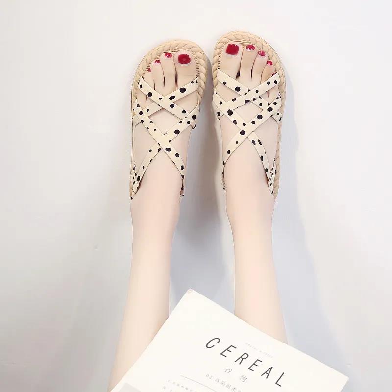 Summer Sandals for Female Students Korean Version of Wild Fairy Style Sandals and Slippers Female Flat Sandals for Outer Wear