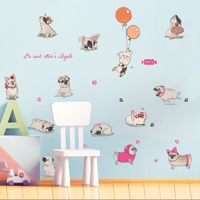 Cute Shar Pei Balloon Puppy Children Room Bedroom Wall Decoration Wall Sticker Removable
