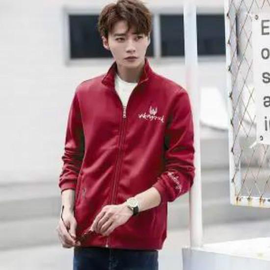Autumn Jacket Men's Trend Student Print Casual Jacket Thin Jacket Drawstring Stand-up Collar Cardigan