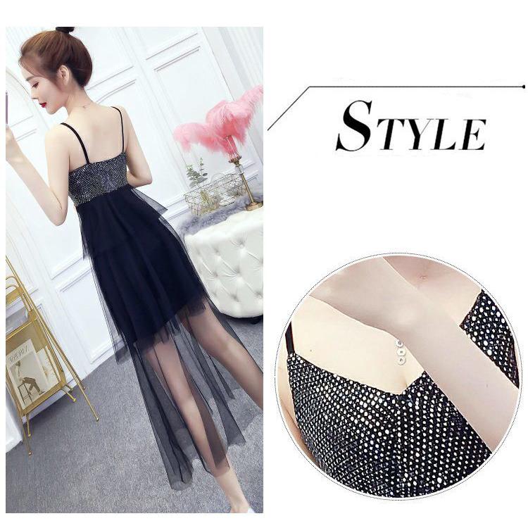 2020 Summer Dress Women's Leakage Back Sexy Sequin Dress Mesh Suspender Dress Super Fairy Cake Dress