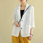 Loose Solid Color Cotton and Linen Small Suit Spring and Summer Linen Top All-match Long-sleeved Casual Temperament Jacket Women