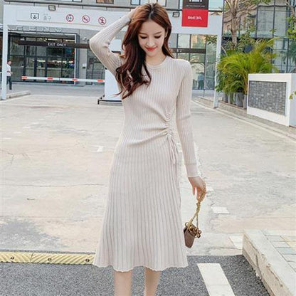 Mid-length Casual Sweater In Autumn and Winter with Slim Thick Dress Over The Knee Knit Women's Bottoming Shirt