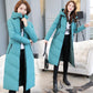 Women Winter Long Jacket Hooded Thickening Coats Warm Down Jackets Solid Color Cotton Jacket Casual Padded Coat Outerwear Parka Female Winter Clothes