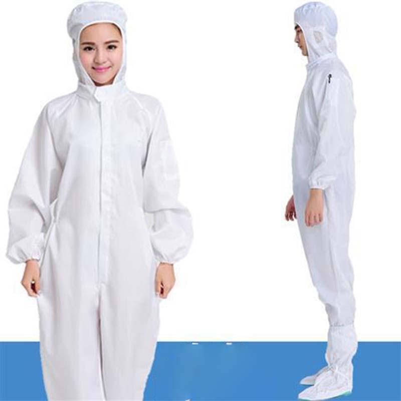 Anti-static Clothing Siamese Hooded Dust-free Isolation Protective Clothing White Blue Washable