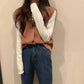 Spring and Autumn Vest Women's Outer Wear Korean Knit Bottoming Shirt Short Solid Color Button Top V-neck Loose