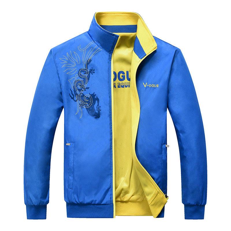 Autumn Men Jacket Coat Stand Collar Casual Sportwear Solid Zipper Outwear Bomber Jacket Male Coats