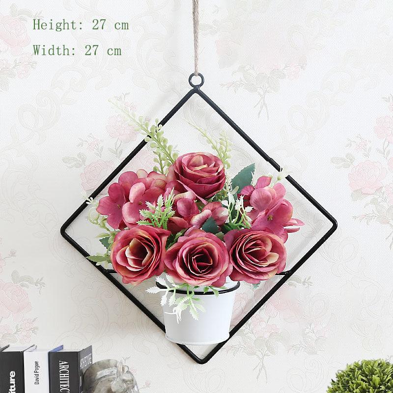 Home Hanging Wall Hanging Decoration Artificial Flower Wall Pendant Simulation Plastic Flower Basket Living Room Wall Decoration Floral Potted Plant