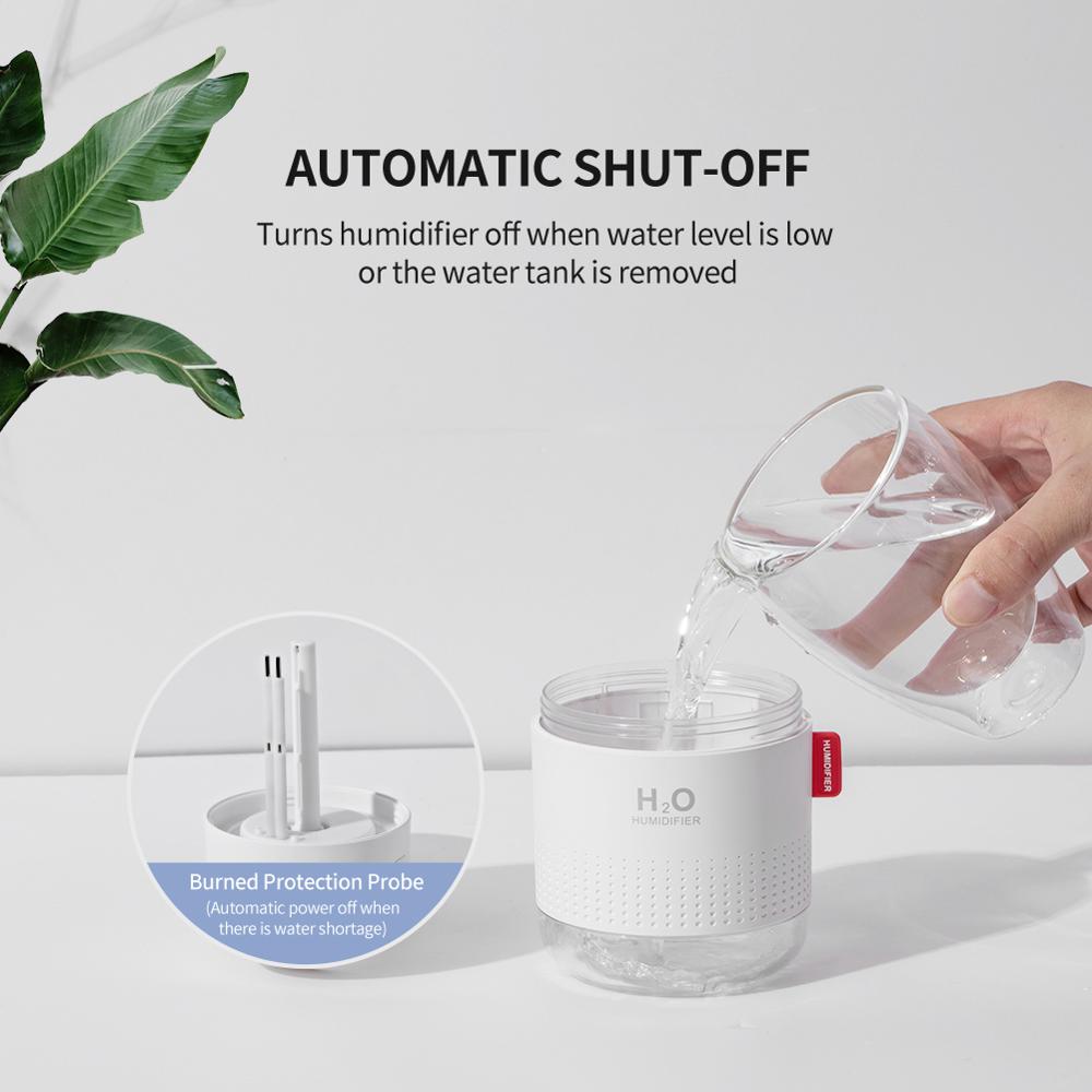 Snow Mountain Humidifier Continuous Spray Modes Desk Humidifiers Intermittent Spray Modes 500ml Night Light Function