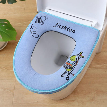 Toilet Seat Cover Toilet Cover Universal Zipper Waterproof and Warmth Four Seasons Universal Toilet Sticker