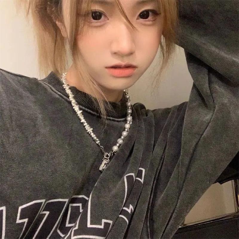 Women's Spring and Summer Ins Lazy Style Couple's Sweater Ladies Retro High Street Wash Loose Top Student Personality Long-sleeved Pullover Sweathirt