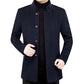 Middle-aged Men's Wool Stand Collar Jacket Autumn and Winter Fashion Handsome Gentleman Plus Velvet Padded Jacket