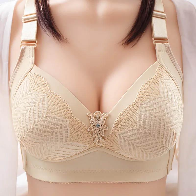 Large Size Thin Bra Gathered Adjustable Breast Lifting Anti-glare Anti-sagging Breathable Lightweight Sweat-absorbing Sexy Jacquard Ladies Bra