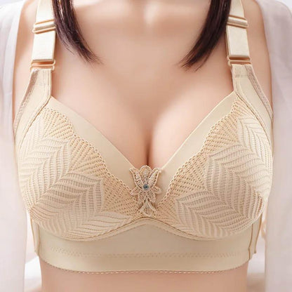 Large Size Thin Bra Gathered Adjustable Breast Lifting Anti-glare Anti-sagging Breathable Lightweight Sweat-absorbing Sexy Jacquard Ladies Bra