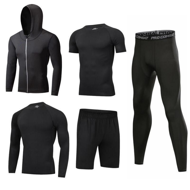 5pcs Men's Gym Workout Sports Suit Fitness Compression Clothes Running Jogging Sport Wear Workout